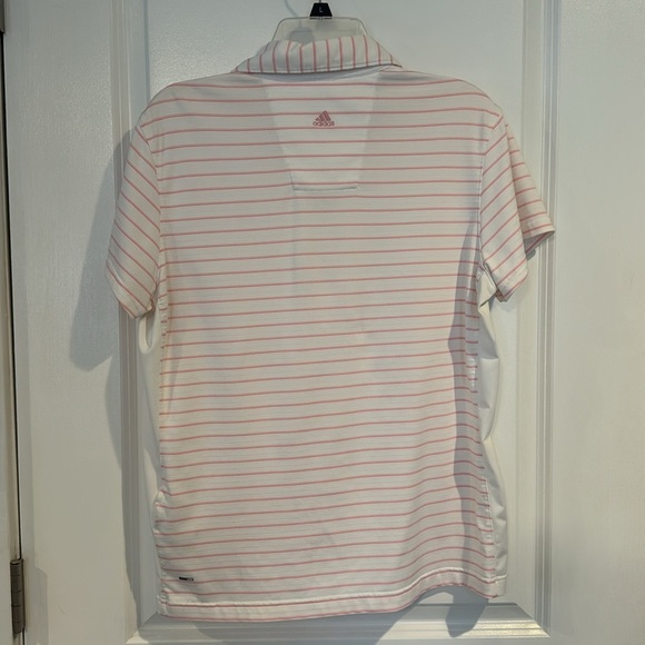 Adidas Climalite Pink White Stripe Embroidered Crofton Country Club Golf Shirt - Picture 8 of 12